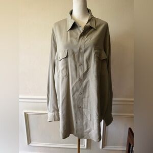Vintage 100% Silk Blouse Cream Button-Up, Long Sleeves